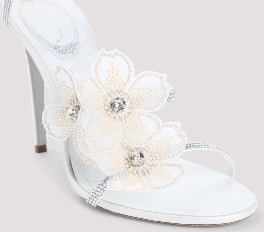 René Caovilla Witte Sandalen Elegant Ontwerp Hoge Hak