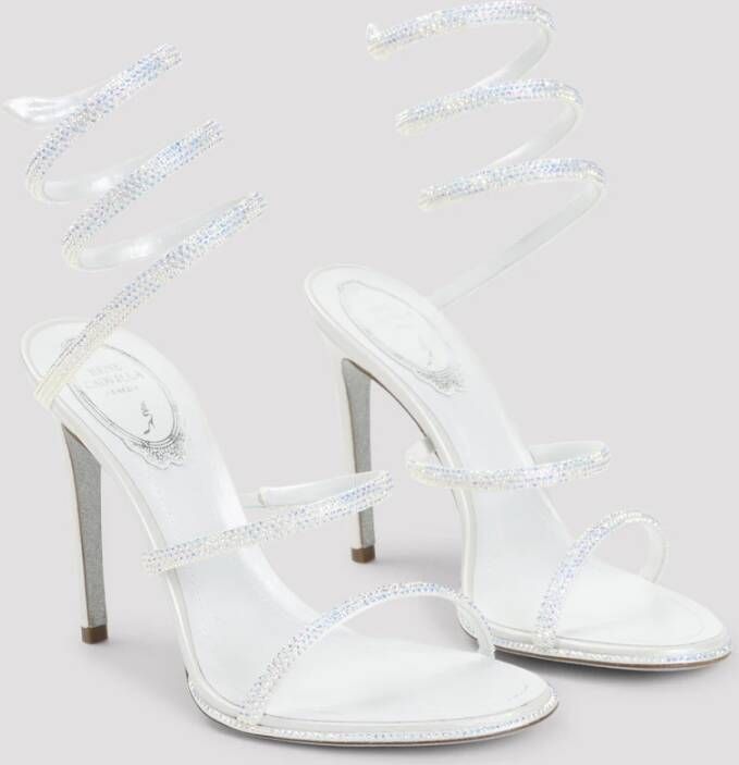 René Caovilla Witte Satijnen Sandalen Elegante Hakken