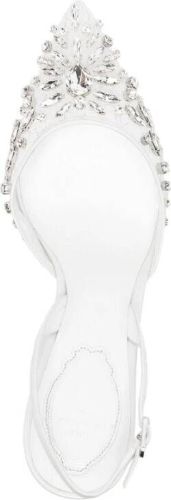 René Caovilla Witte slingback schoenen met kristallen versiering White Dames