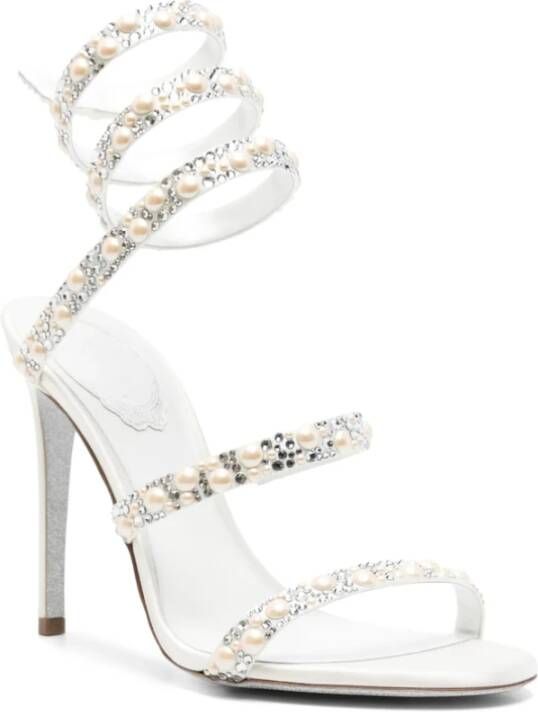René Caovilla Witte Strass Naaldhak Schoenen