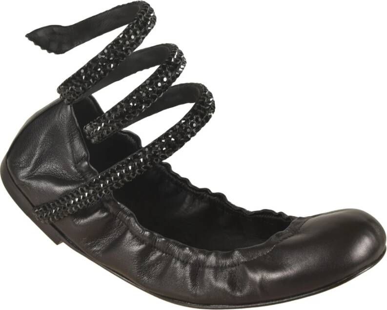 René Caovilla Zwarte platte schoenen Elegante stijl Black Dames