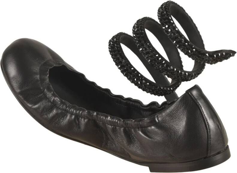 René Caovilla Zwarte platte schoenen Elegante stijl Black Dames