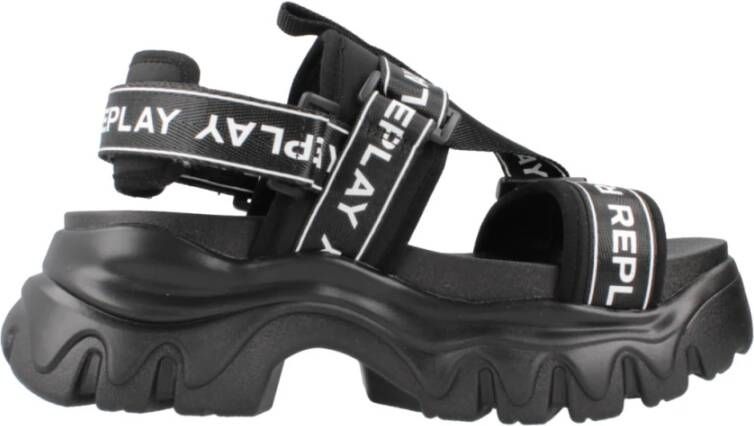 Replay Flat Sandals Black Dames