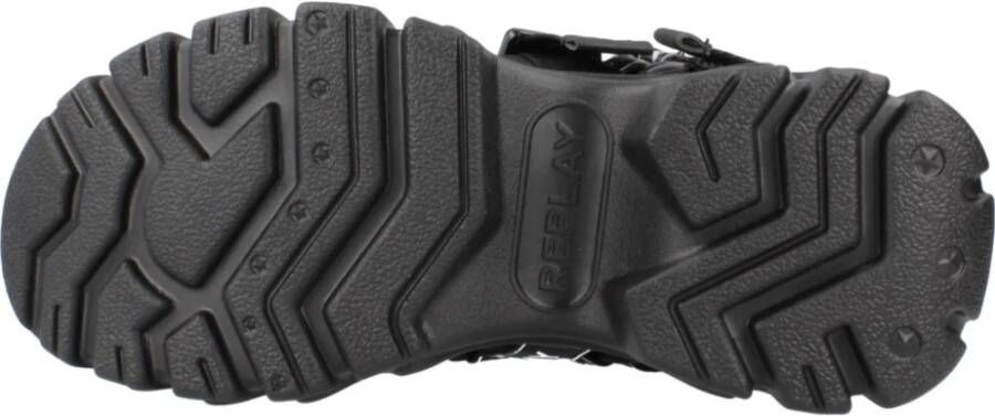 Replay Stijlvolle Platte Sandalen voor Vrouwen Black Dames