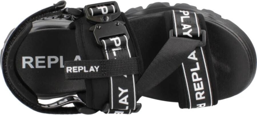 Replay Stijlvolle Platte Sandalen voor Vrouwen Black Dames