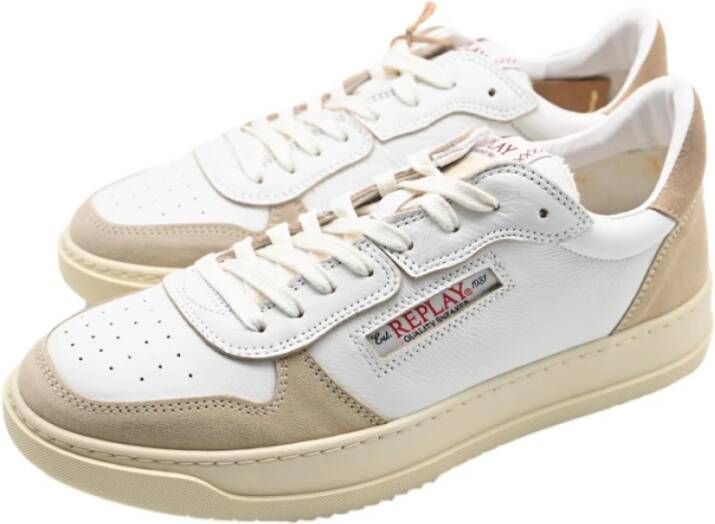 Replay Beige Off White Suède Sneakers Multicolor Heren