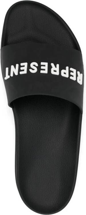 Represent Geëmbosseerd Logo Zwarte Sneaker Rubberen Zool
