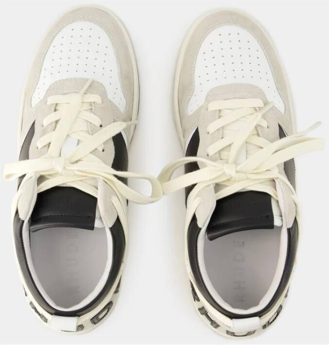 Rhude Lage Leren Sneakers Wit Zwart White Heren