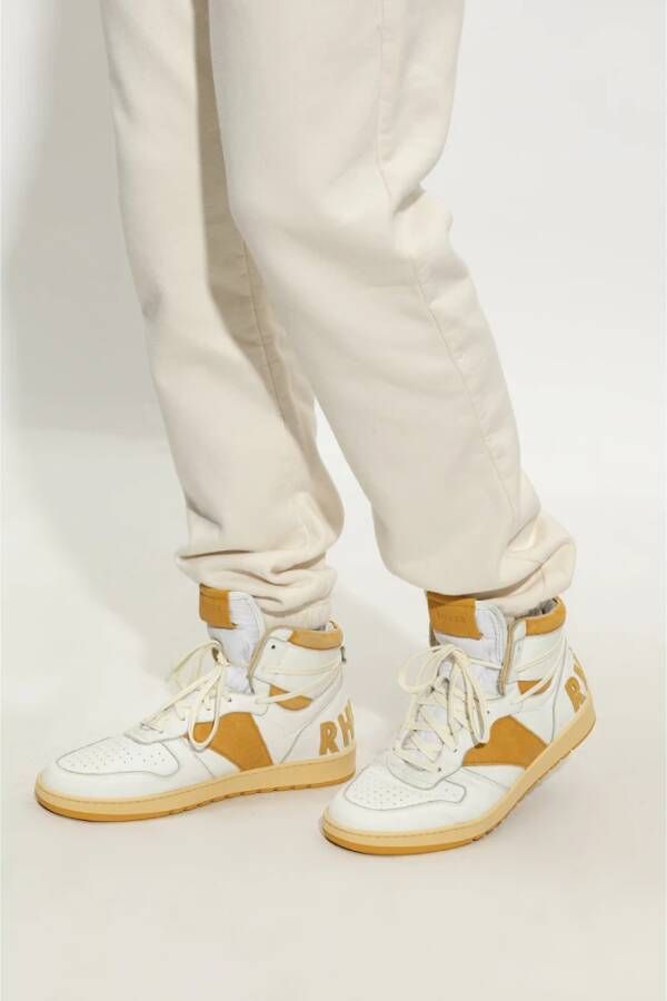 Rhude Tweekleurige lederen reheaks sneakers Wit Heren