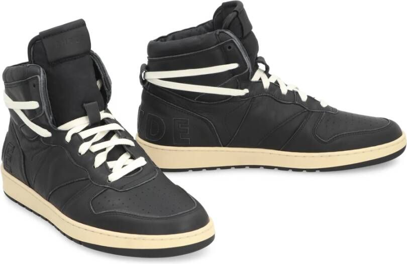 Rhude Vintage Leren High-Top Sneakers Black Heren