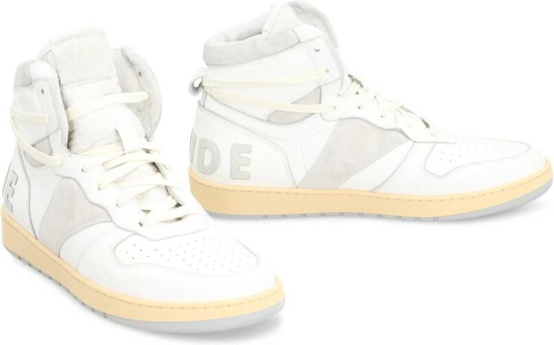 Rhude Vintage Leren High-Top Sneakers White Heren