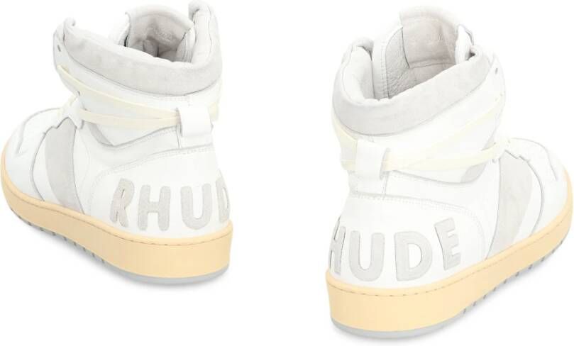 Rhude Vintage Leren High-Top Sneakers White Heren