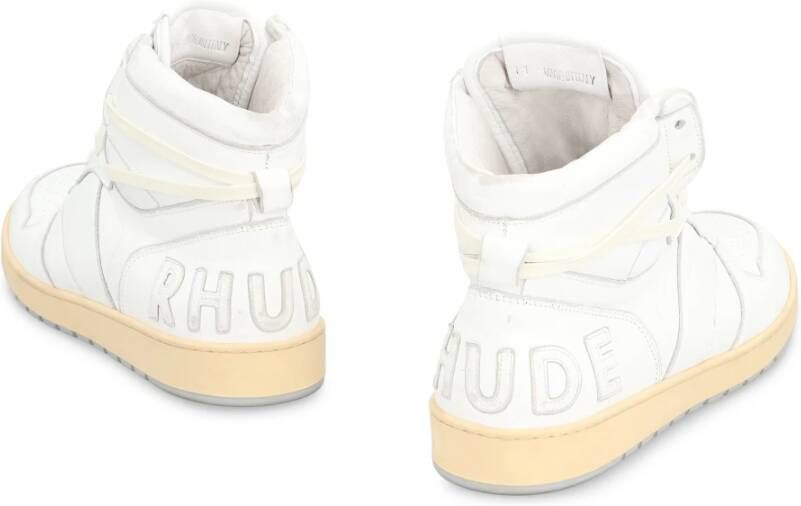 Rhude Vintage Leren High-Top Sneakers White Heren