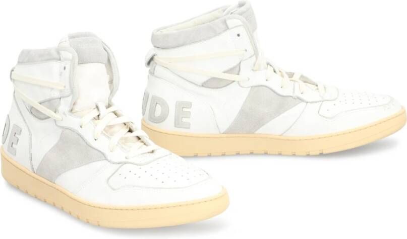 Rhude Vintage Leren High-Top Sneakers White Heren