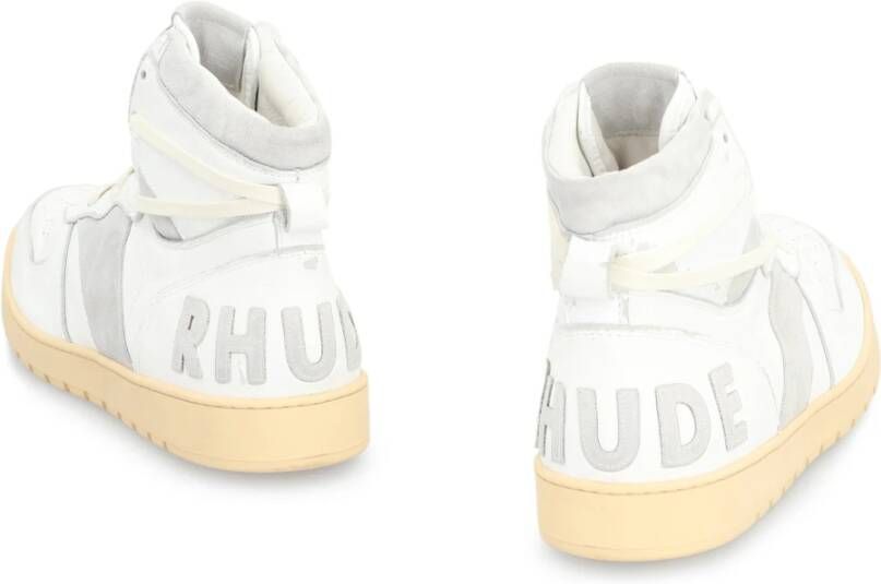 Rhude Vintage Leren High-Top Sneakers White Heren