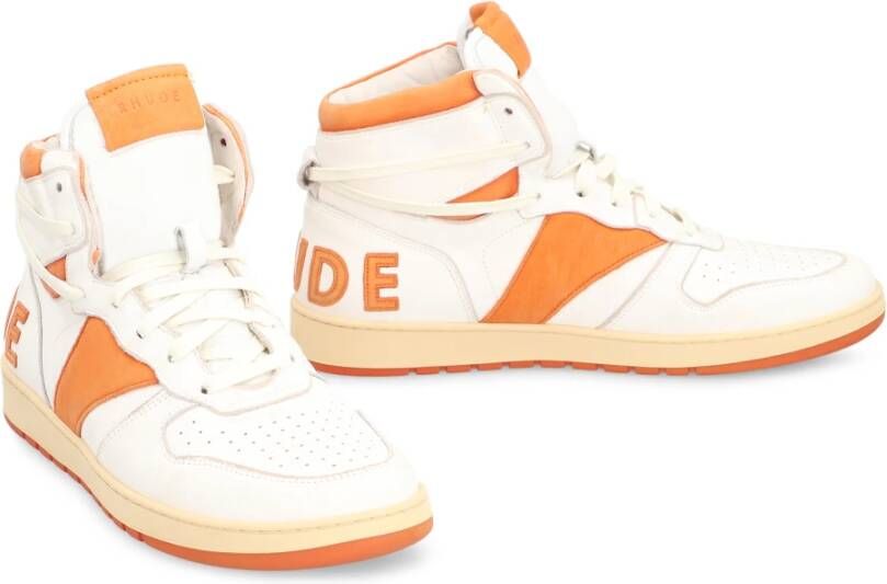 Rhude Vintage Leren High-Top Sneakers White Heren