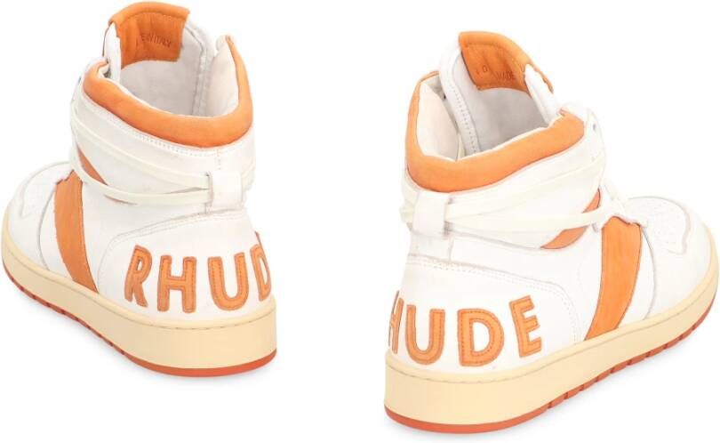 Rhude Vintage Leren High-Top Sneakers White Heren