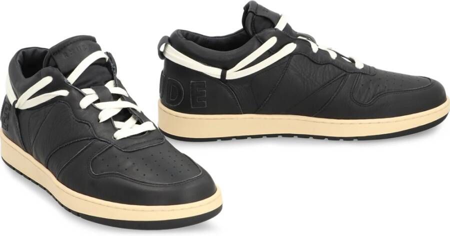 Rhude Vintage Leren Sneakers met Extra Veters Black Heren
