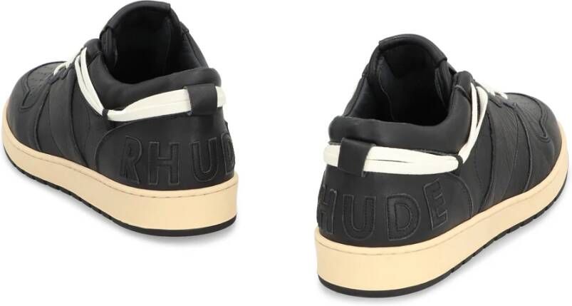 Rhude Vintage Leren Sneakers met Extra Veters Black Heren