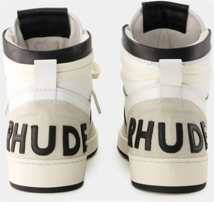 Rhude Witte Zwarte Leren Hi Sneakers White Heren