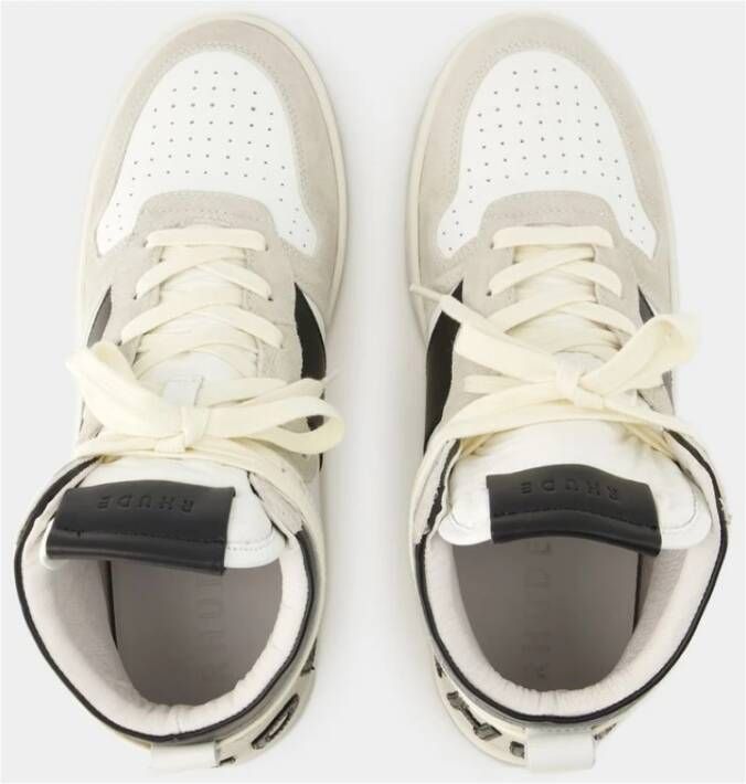 Rhude Witte Zwarte Leren Hi Sneakers White Heren