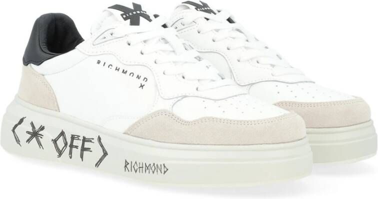 Richmond Witte en beige leren en suède sneakers White Heren