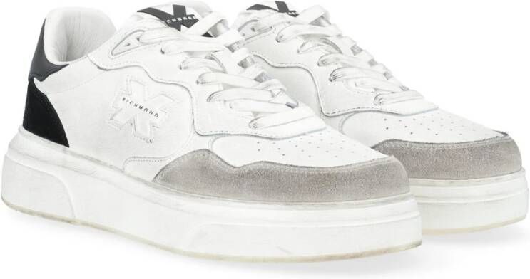 Richmond Witte Leren Sneaker met Suède Details White Heren