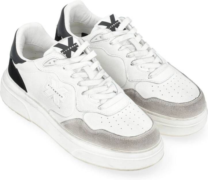 Richmond Witte Leren Sneaker met Suède Details White Heren