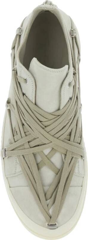 Rick Owens Beige Sneakers met Oversized Veters Beige Heren