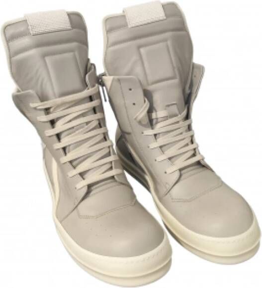 Rick Owens Bicolor Leren Hoge Sneakers White Heren