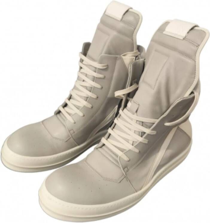 Rick Owens Bicolor Leren Hoge Sneakers White Heren