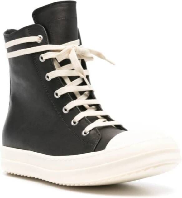 Rick Owens Leren Bumper Sneakers Zwart Wit Black Dames
