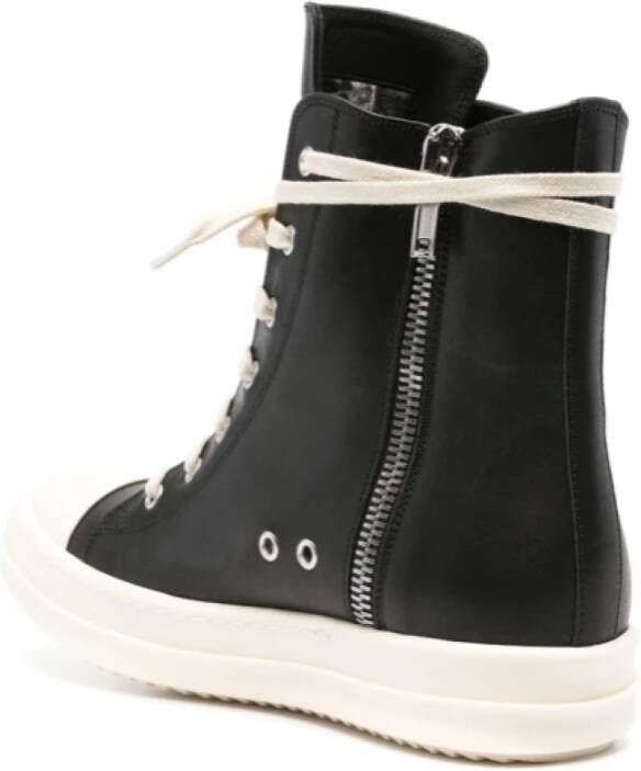 Rick Owens Leren Bumper Sneakers Zwart Wit Black Dames