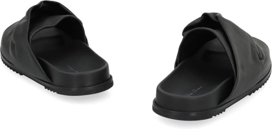 Rick Owens Leren Slippers met Ronde Neus