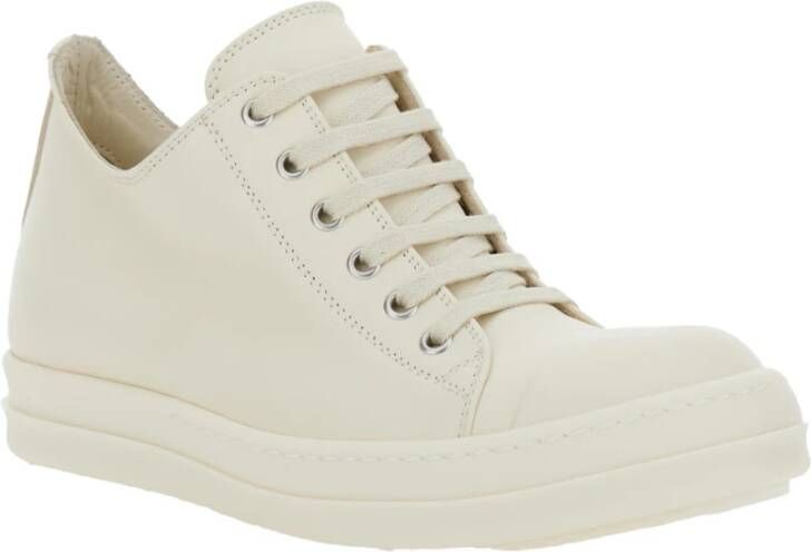 Rick Owens Witte lage leren sneakers White Dames