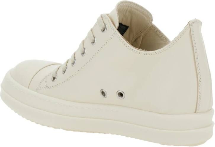 Rick Owens Witte lage leren sneakers White Dames