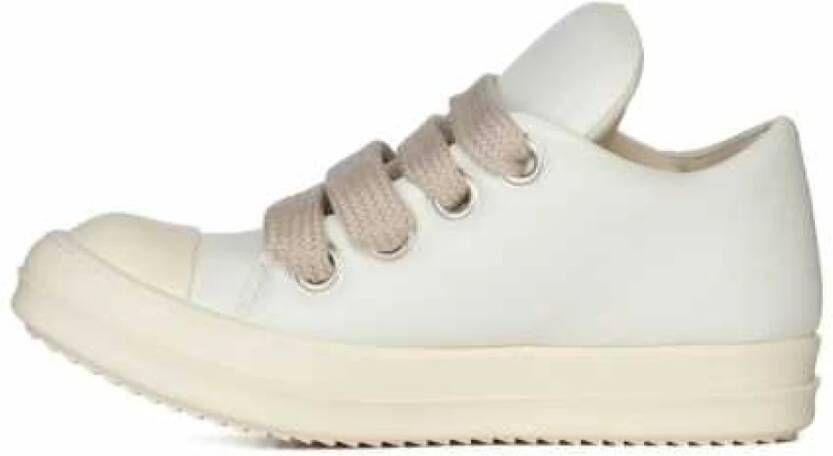 Rick Owens Witte leren lage sneakers met dikke veters