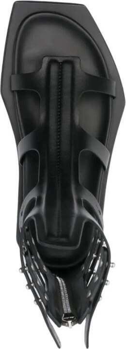 Rick Owens Zwarte Gladiatorsandalen met Dikke Zool
