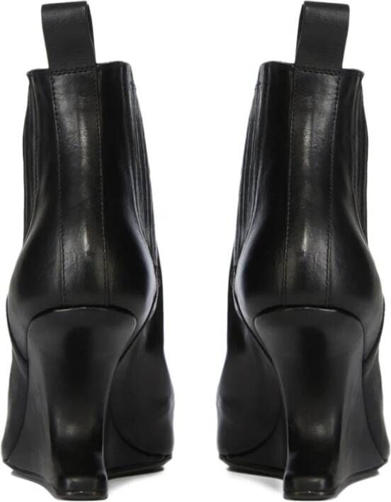 Rick Owens Zwarte Leren Gebeeldhouwde Hak Schoenen