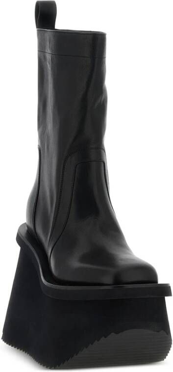 Rick Owens Zwarte Leren Plateauschoenen