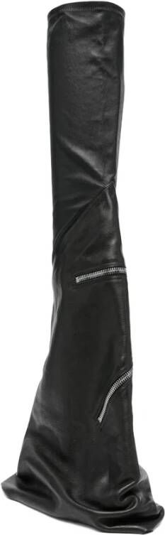 Rick Owens Zwarte Leren Ritsdetail Enkellaarzen