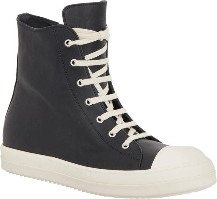 Rick Owens Zwarte Leren Sneakers Black Heren