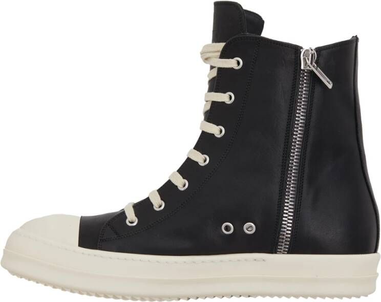 Rick Owens Zwarte Leren Sneakers Black Heren