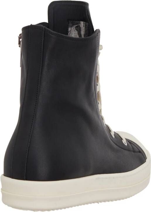 Rick Owens Zwarte Leren Sneakers Black Heren
