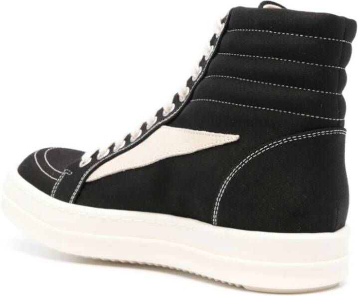 Rick Owens Zwarte Sneakers met Contraststiksels Black Dames