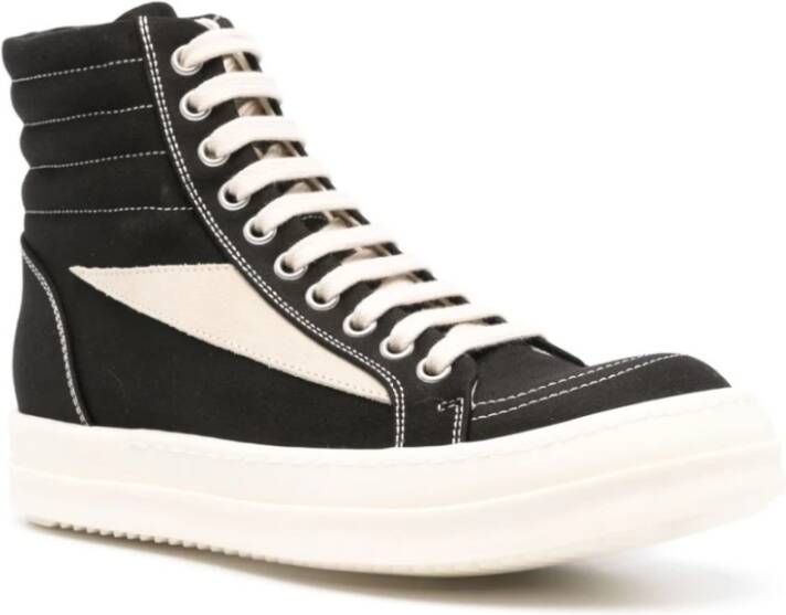 Rick Owens Zwarte Sneakers met Contraststiksels Black Dames