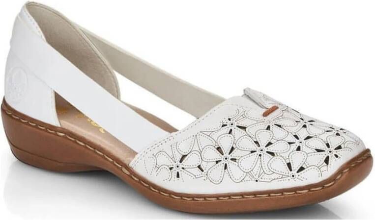 Rieker Witte Leren Ballerina Flats Wit Dames