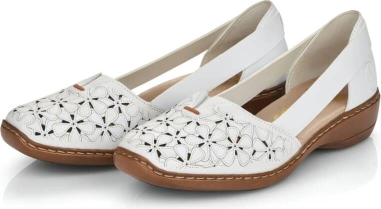 Rieker Witte Leren Ballerina Flats Wit Dames