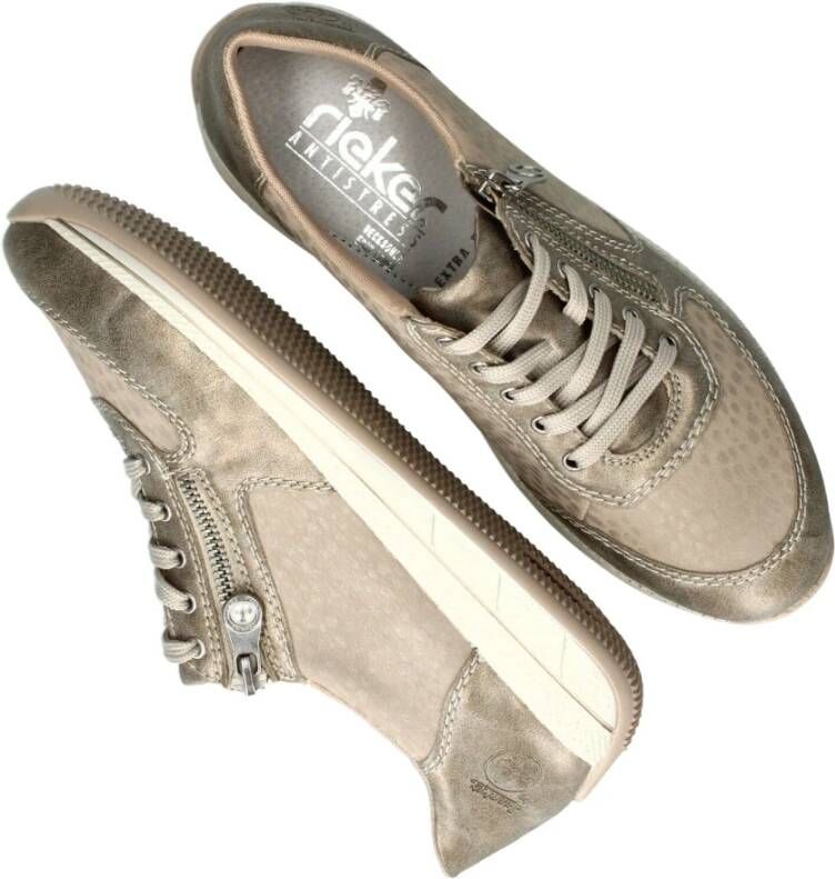 Rieker Beige en parelgrijze polkadot sneaker Multicolor Dames