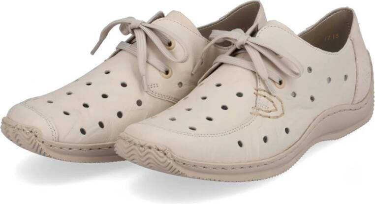 Rieker Beige Leren Sneakers met Veters